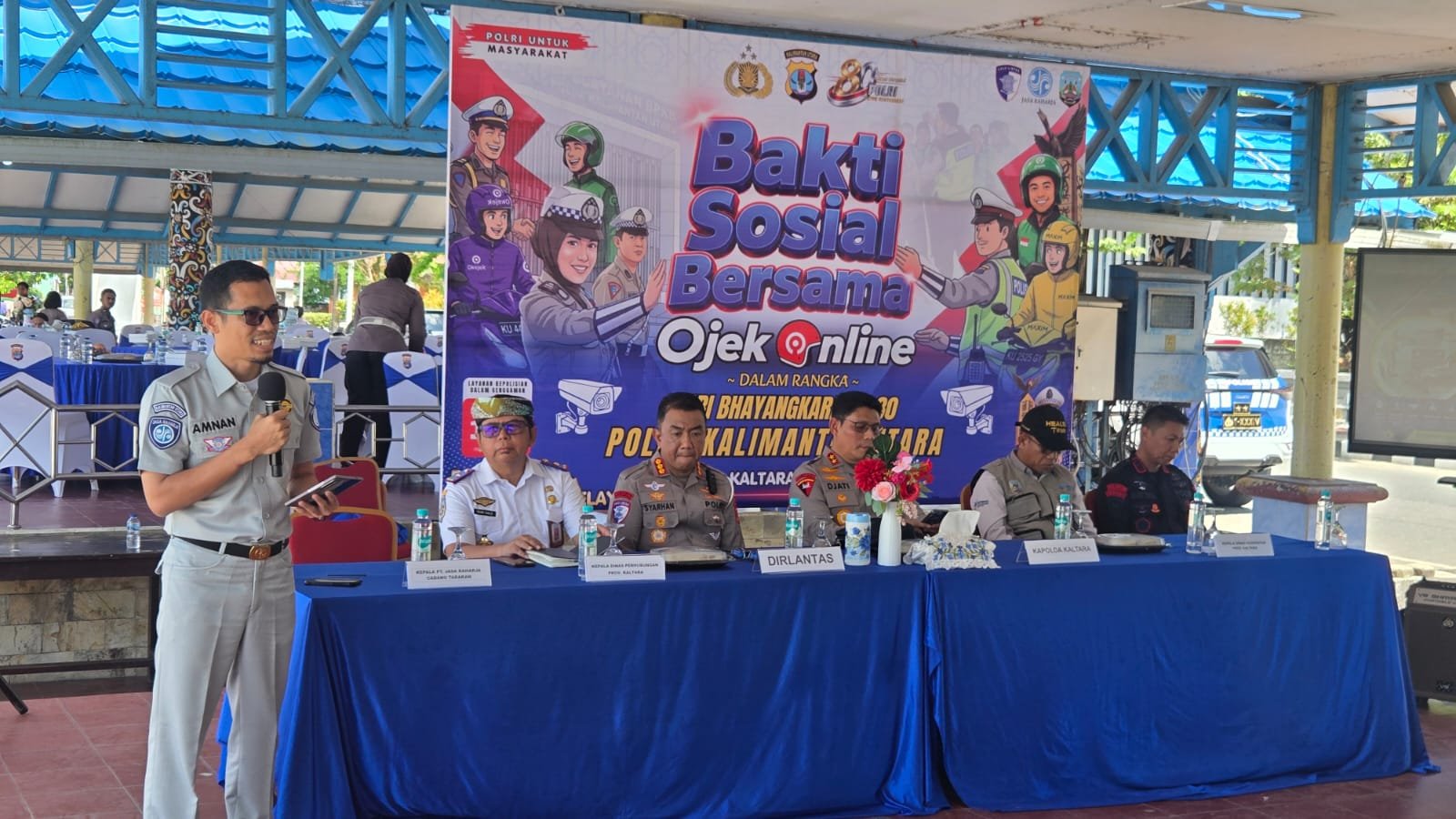 Jasa Raharja Cabang Tarakan bersama Polda Kaltara Edukasi Ojol Tertib Berlalu Lintas di Tanjung Selor