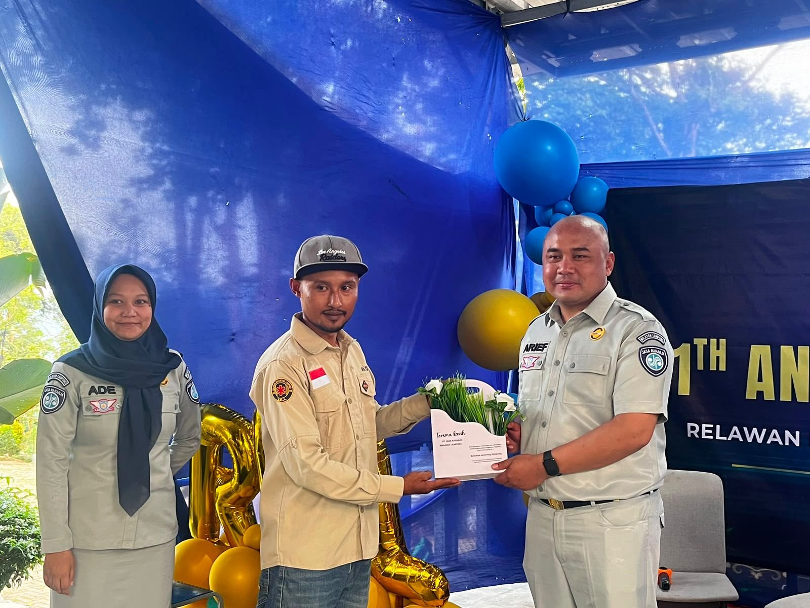 Jasa Raharja Lampung Edukasi Komunitas Ojek Online pada Anniversary Ke-1 Relawan Escorting Lampung