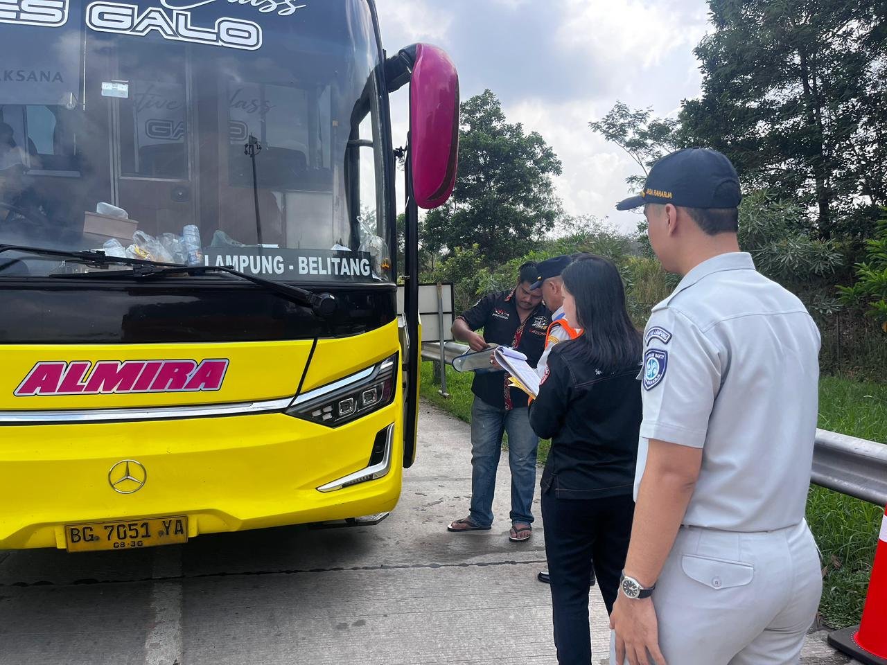 Ramp Check Bus Pariwisata di Tol Kota Baru, Jasa Raharja Perkuat Pengawasan Keselamatan Selama Libur Sekolah