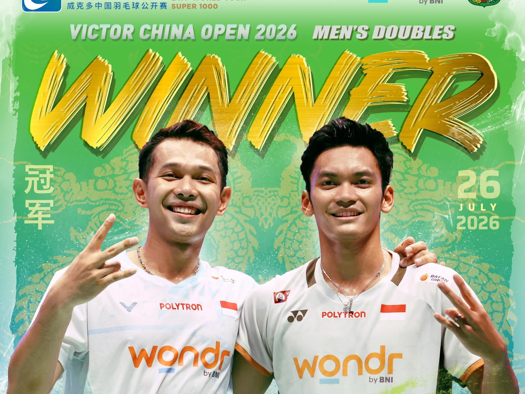 Fajar/Fikri Pertahankan Gelar Juara China Open 2026 Usai Taklukkan Ganda Korea